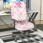 2-Piece Floral Pink Leaf Flower Pattern  Computer Chair Cover Set, Seat and Backrest