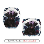 2-Piece Cute Puppy Flower Bow  Computer Chair Cover Set, Seat and Backrest