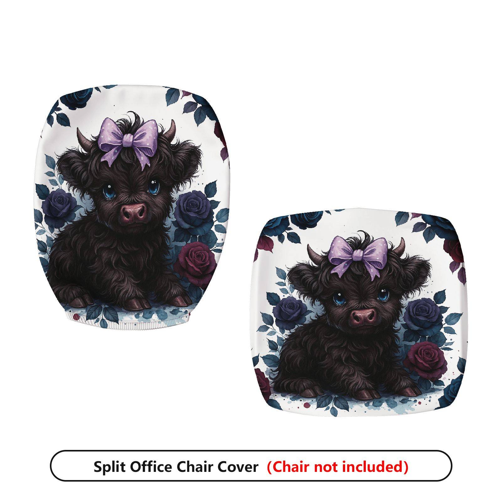2-Piece Cute Puppy Flower Bow  Computer Chair Cover Set, Seat and Backrest