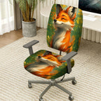 2-Piece Cute Fox Animal Art  Computer Chair Cover Set, Seat and Backrest