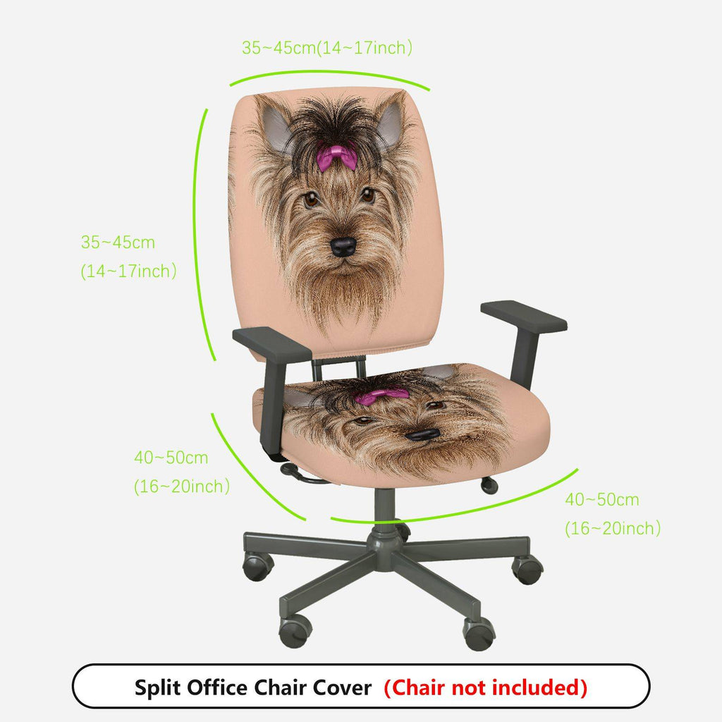 2-Piece Dog Puppy Pet Animal Cute  Computer Chair Cover Set, Seat and Backrest