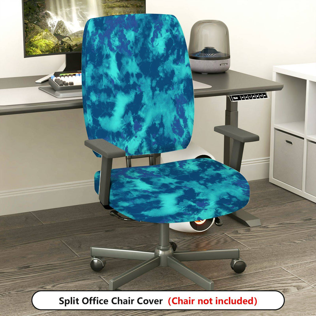 2-Piece Abstract Pattern Tie-dye Blue  Computer Chair Cover Set, Seat and Backrest