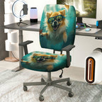 2-Piece Dog Underwater Fun Art Cute  Computer Chair Cover Set, Seat and Backrest