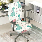 2-Piece Cute Dinosaur Pattern Colorful Fun Playful  Computer Chair Cover Set, Seat and Backrest