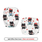 2-Piece Cute Cat Heart Red Winter  Computer Chair Cover Set, Seat and Backrest