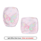 2-Piece Pink Butterfly Pastel Artistic Cheerful Cute  Computer Chair Cover Set, Seat and Backrest