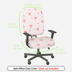 2-Piece Pink Bowknot Daisy Heart Cute  Computer Chair Cover Set, Seat and Backrest