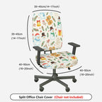 2-Piece Christmas Snowman Gingerbread Bells Holly  Computer Chair Cover Set, Seat and Backrest