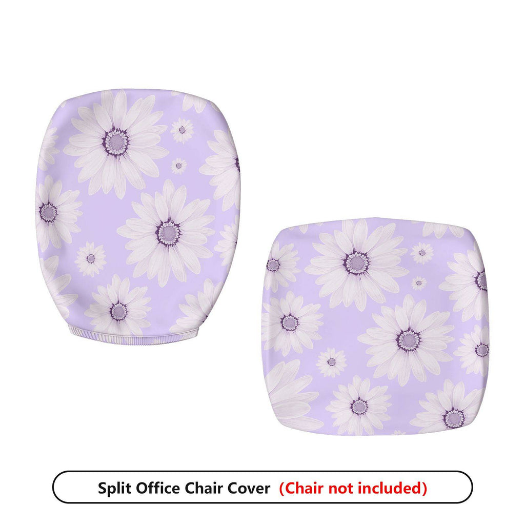 2-Piece Floral Purple Daisy Pattern  Computer Chair Cover Set, Seat and Backrest