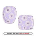2-Piece Floral Purple Daisy Pattern  Computer Chair Cover Set, Seat and Backrest