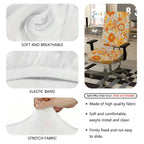 2-Piece Floral Pattern Orange Bloom Flower Bohemian Style Spring  Computer Chair Cover Set, Seat and Backrest