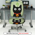 2-Piece Cat Plant Animal Cute Fun Creative  Computer Chair Cover Set, Seat and Backrest