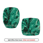 2-Piece Abstract Deep Green Artistic Inspirational Modern  Computer Chair Cover Set, Seat and Backrest