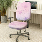2-Piece Pink Cute Cat Star Pattern  Computer Chair Cover Set, Seat and Backrest