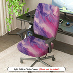 2-Piece Abstract Marble Swirl Pink Purple  Computer Chair Cover Set, Seat and Backrest