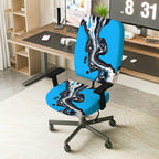 2-Piece Abstract Blue Artistic Modern Stylish  Computer Chair Cover Set, Seat and Backrest