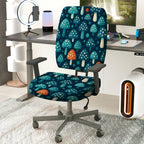 2-Piece Mushroom Forest Pattern Decorative Comfortable Ergonomic  Computer Chair Cover Set, Seat and Backrest