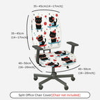 2-Piece Cute Skating Cat Apple Pattern  Computer Chair Cover Set, Seat and Backrest