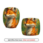 2-Piece Cute Fox Animal Art  Computer Chair Cover Set, Seat and Backrest