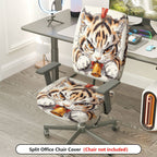 2-Piece Animal Cat Bell Drawn Pattern  Computer Chair Cover Set, Seat and Backrest