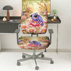 2-Piece Chameleon Lotus Flower Artistic Colorful Nature  Computer Chair Cover Set, Seat and Backrest