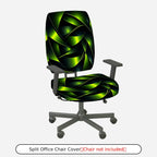 2-Piece Abstract Geometric Green Swirl Modern Decorative  Computer Chair Cover Set, Seat and Backrest