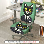 2-Piece Cat Business Suit Pattern Fun Creative Unique  Computer Chair Cover Set, Seat and Backrest