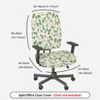 2-Piece Christmas Floral Leaf Pattern Holiday  Computer Chair Cover Set, Seat and Backrest