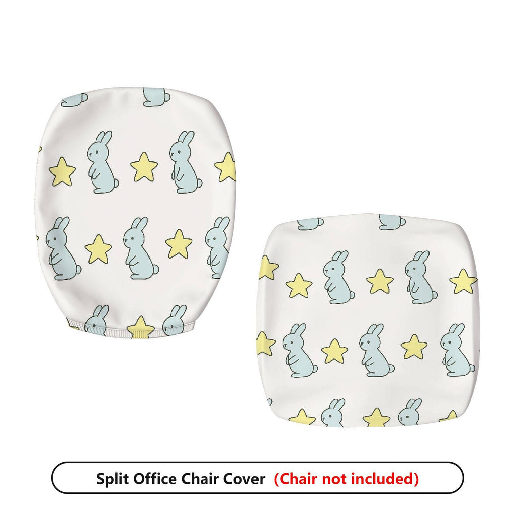 2-Piece Cute Rabbit Star Pattern Home Decor Furniture  Computer Chair Cover Set, Seat and Backrest