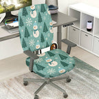2-Piece Christmas Snowman Pine Tree Snowflake Holiday Winter  Computer Chair Cover Set, Seat and Backrest