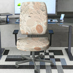 2-Piece Abstract Face Line Art Botanical Floral Modern  Computer Chair Cover Set, Seat and Backrest