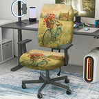 2-Piece Vintage Bicycle Flowers Landscape Country House  Computer Chair Cover Set, Seat and Backrest