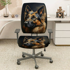 2-Piece German Shepherd Dog Animal  Computer Chair Cover Set, Seat and Backrest