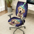 2-Piece Cute Dog Party Hat Celebration Confetti Joyful  Computer Chair Cover Set, Seat and Backrest
