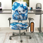 2-Piece Cute Elephant Blue Flowers Butterfly Balloons  Computer Chair Cover Set, Seat and Backrest