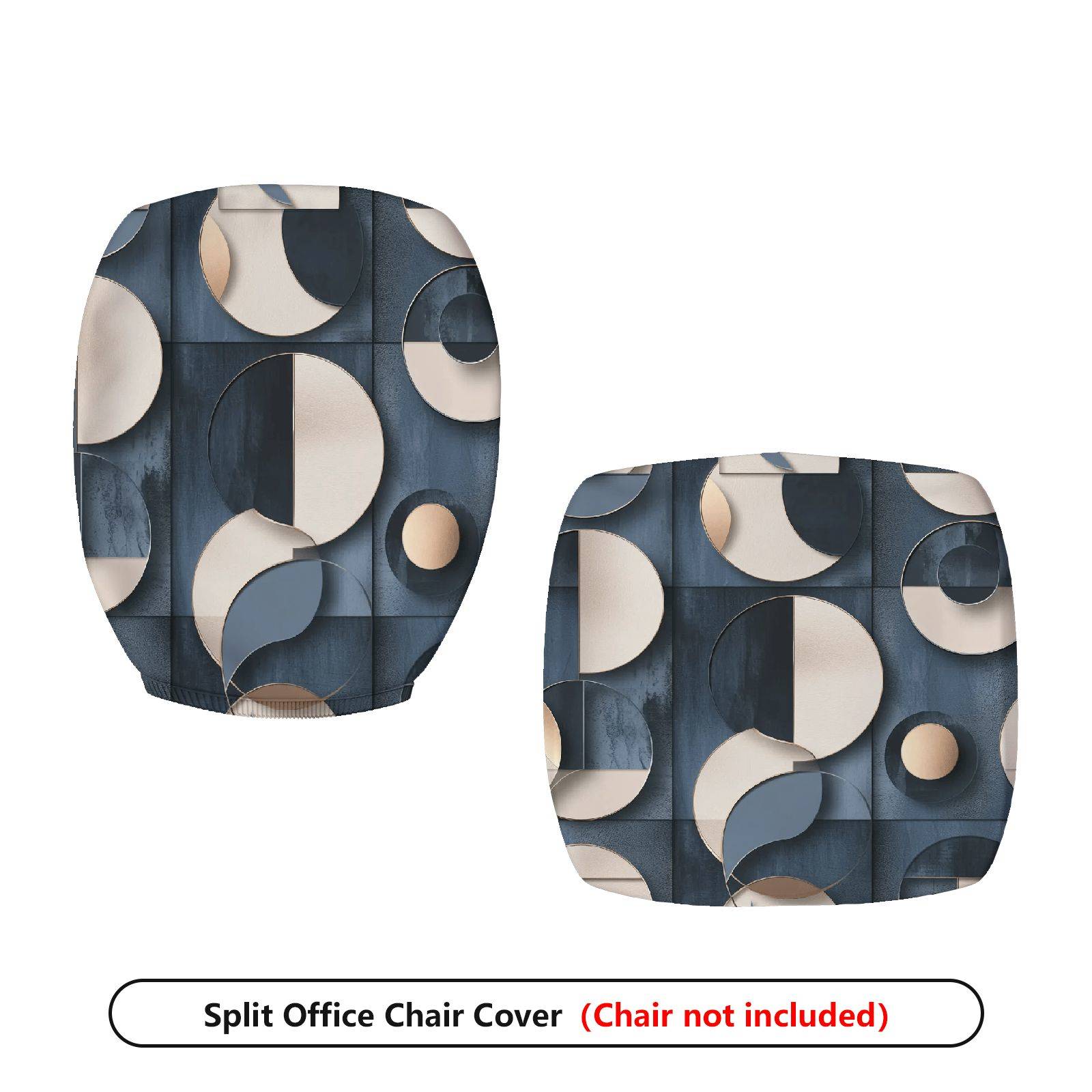 2-Piece Abstract Geometric Circular Pattern  Computer Chair Cover Set, Seat and Backrest