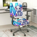 2-Piece Cute Elephant Butterfly Flower  Computer Chair Cover Set, Seat and Backrest
