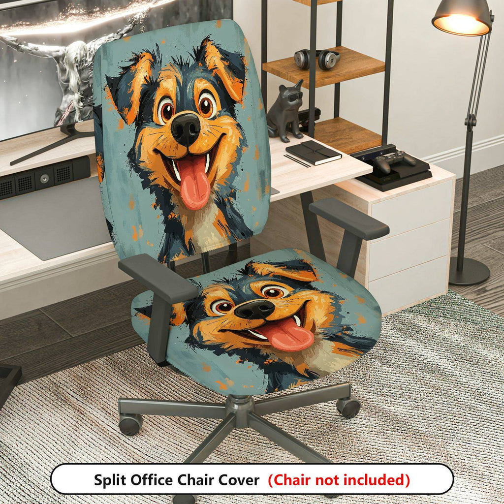 2-Piece Dog Pet Animal Funny Art Colorful  Computer Chair Cover Set, Seat and Backrest