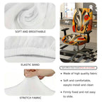 2-Piece Abstract Art Animal Colorful Unique Vibrant  Computer Chair Cover Set, Seat and Backrest