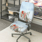 2-Piece Christmas Reindeer Winter Snow Decoration  Computer Chair Cover Set, Seat and Backrest