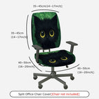 2-Piece Cute Black Cat Green Artistic Vibrant Halloween  Computer Chair Cover Set, Seat and Backrest