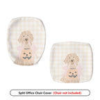 2-Piece Dog Halloween Pumpkin Cute Fun Holiday  Computer Chair Cover Set, Seat and Backrest