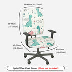 2-Piece Cute Dinosaur Pattern Colorful Fun Playful  Computer Chair Cover Set, Seat and Backrest