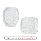 2-Piece Blue Floral Pattern Stylish Decorative  Computer Chair Cover Set, Seat and Backrest