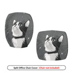 2-Piece Cute Cat Starry Sky Gray Black  Computer Chair Cover Set, Seat and Backrest