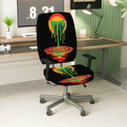 2-Piece Abstract Colorful Dripping Artistic Pattern Creative  Computer Chair Cover Set, Seat and Backrest