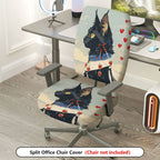 2-Piece Black Cat Heart Collar Cute Decorative  Computer Chair Cover Set, Seat and Backrest