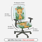 2-Piece Cute Giraffe Animal Jungle Pattern Greenery  Computer Chair Cover Set, Seat and Backrest