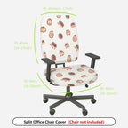 2-Piece Hedgehog Animal Pattern Cute Fun Whimsical  Computer Chair Cover Set, Seat and Backrest