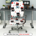2-Piece Cute Cat Heart Red Winter  Computer Chair Cover Set, Seat and Backrest